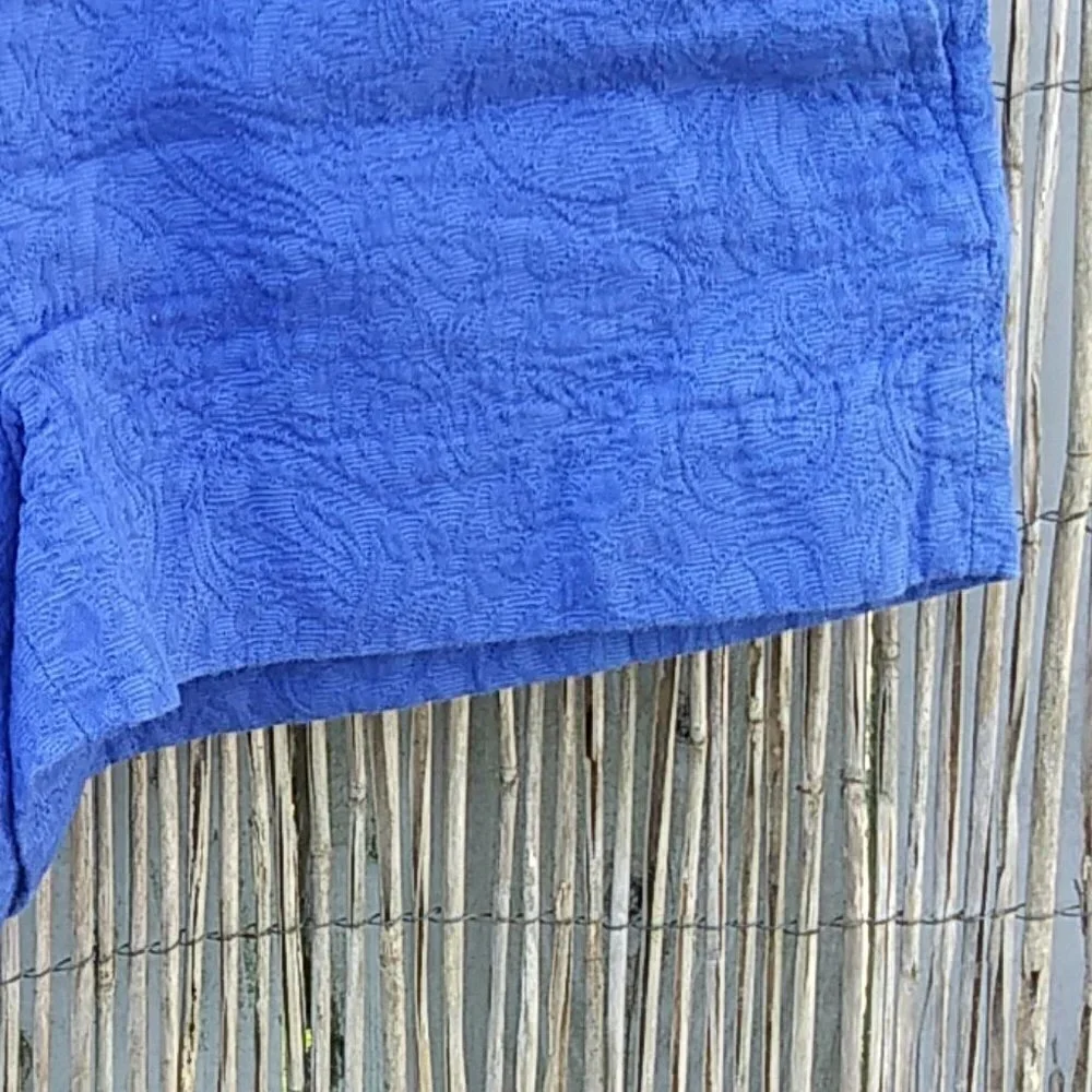 J. Crew Textured Blue Boardwalk Shorts - Elastic Waistband - 2
